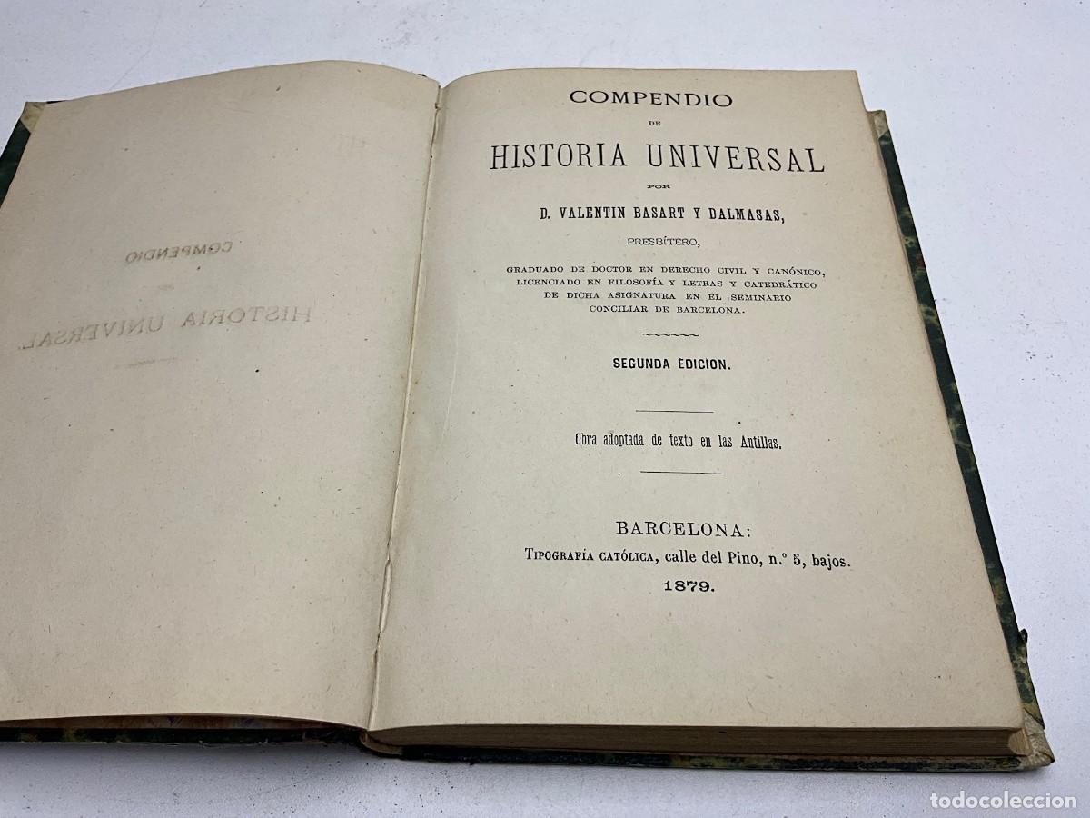 Libros de segunda mano: Compendio de Historia Universal &ndash; Valent&iacute;n Basart y Dalmasas &ndash; 1879 &ndash; 2.&ordf; edici&oacute;n - Foto 1