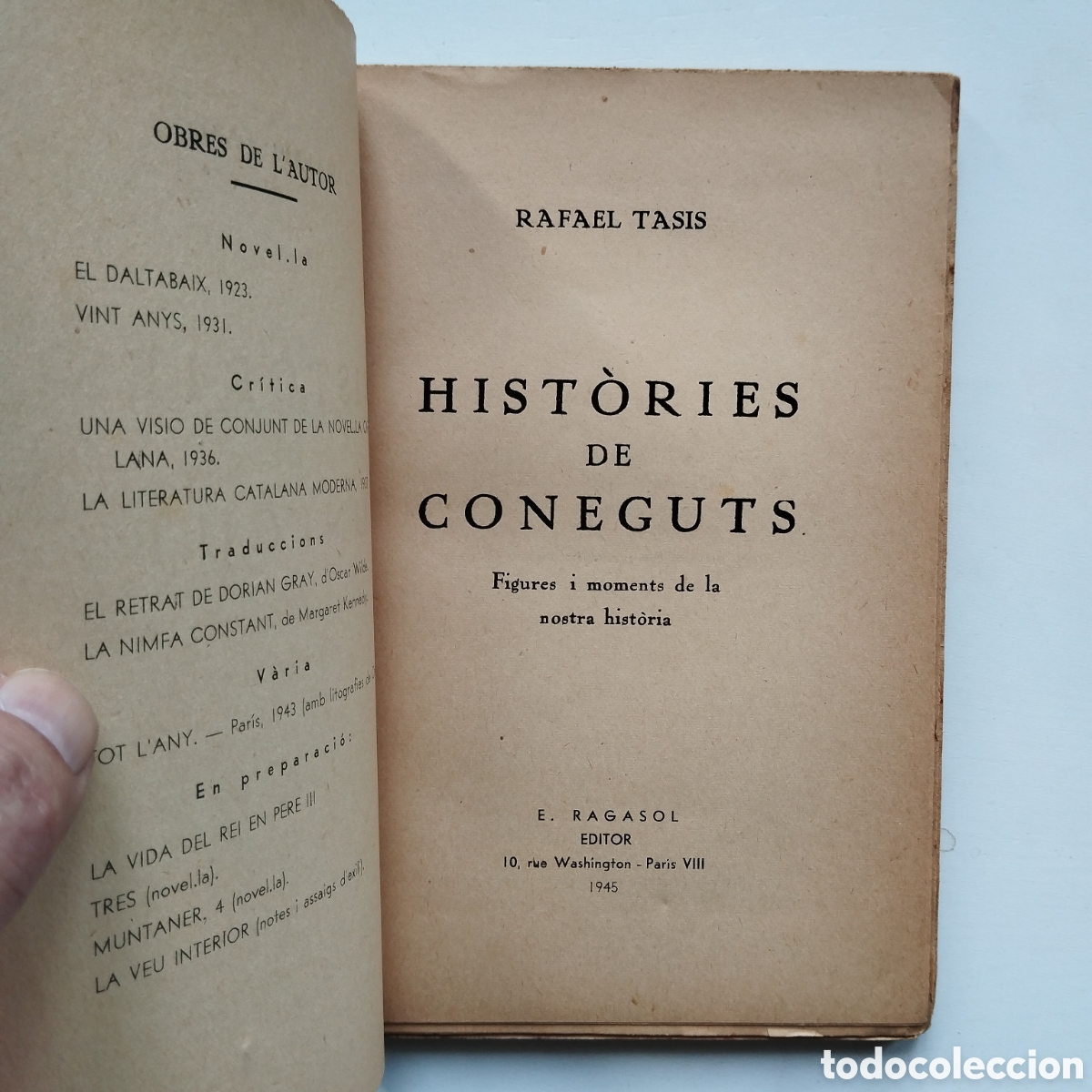 Libros de segunda mano: RAFAEL TASIS HIST&Ograve;RIES DE CONEGUTS E. RAGASOL 1945 - Foto 5