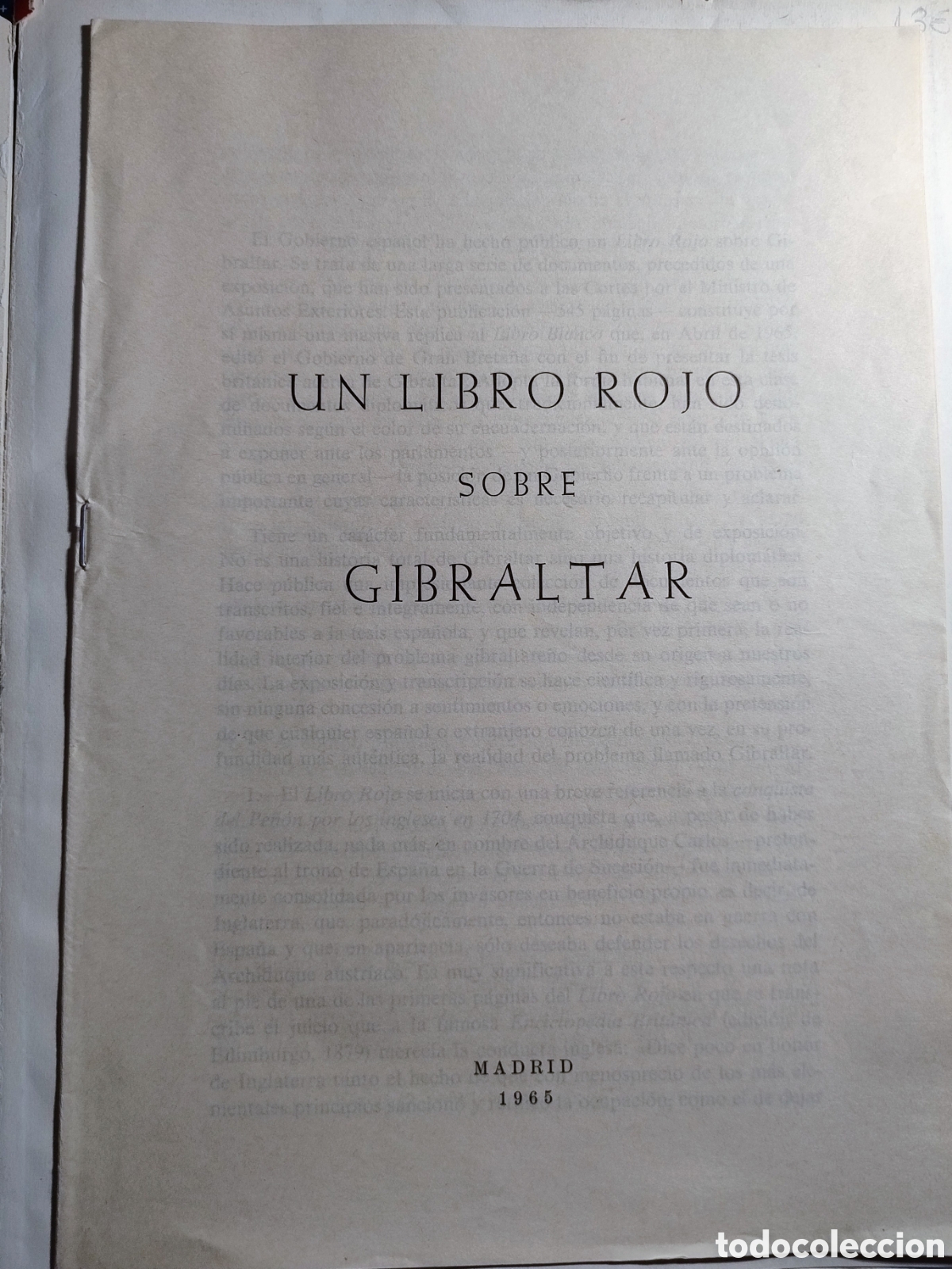 Libros de segunda mano: DOCUMENTOS SOBRE GIBRALTAR Y NEGOCIACIONES SOBRE GIBRALTAR - Foto 3