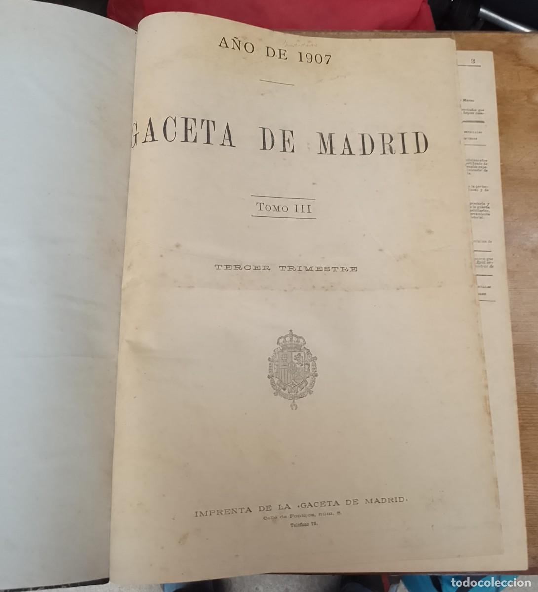 Libros de segunda mano: Gaceta de Madrid, 1907, Instituto - Foto 2