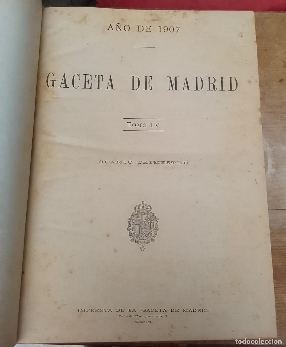 Libros de segunda mano: Gaceta de Madrid, 1907, Instituto - Foto 1
