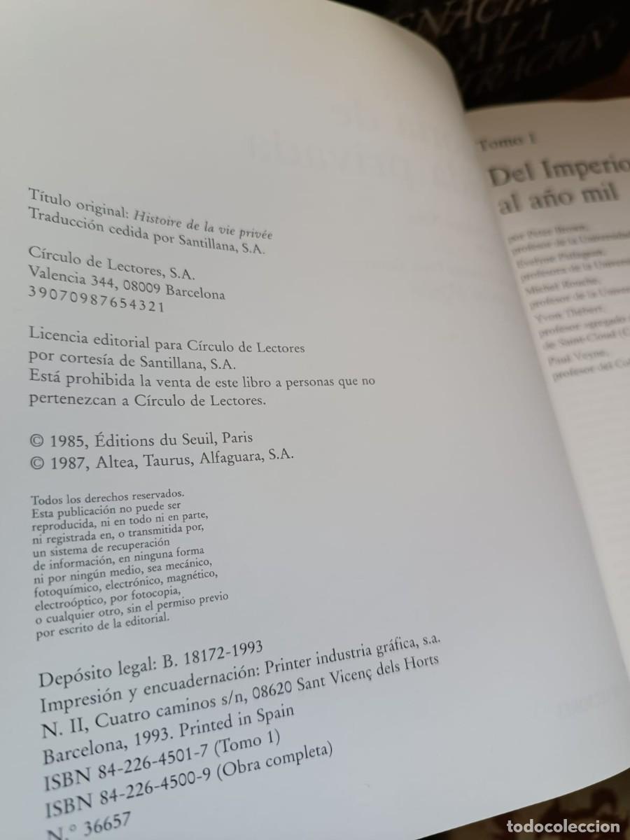 Libros de segunda mano: Historia de la Vida Privada. Tomos 1-5. C&iacute;rculo de Lectores 1993 - Foto 5