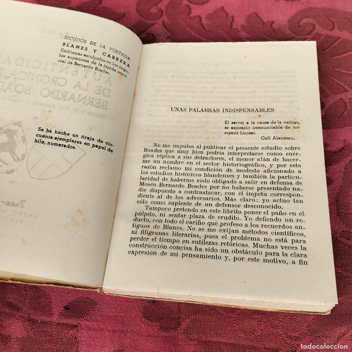 Libros de segunda mano: Autenticidad de la cronica de Barnardo Boades V Coma Soley Proa Blanes Bernat 1949 - Foto 4