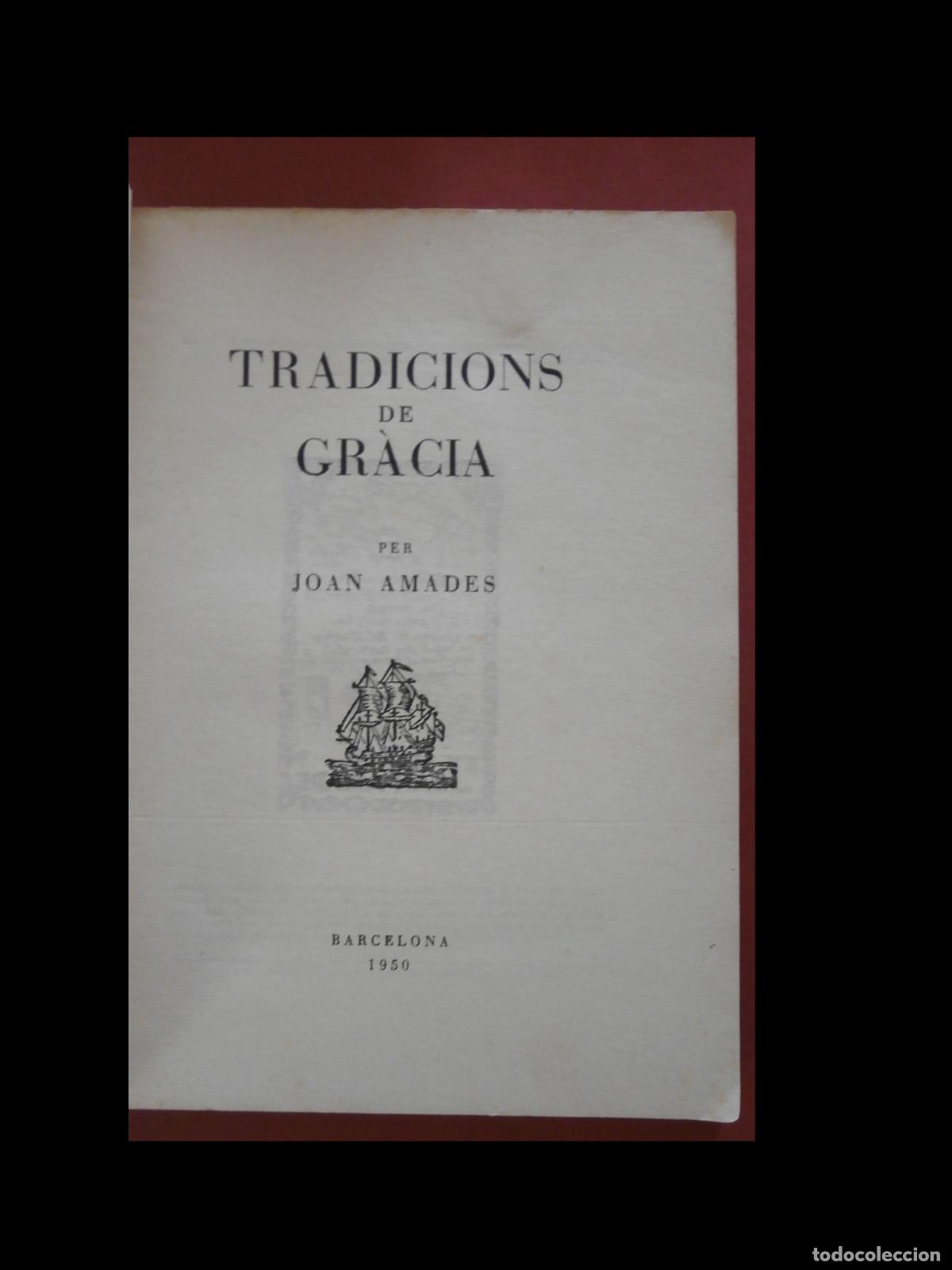 Libros de segunda mano: Tradicions de Gr&agrave;cia. Joan Amades - Foto 1