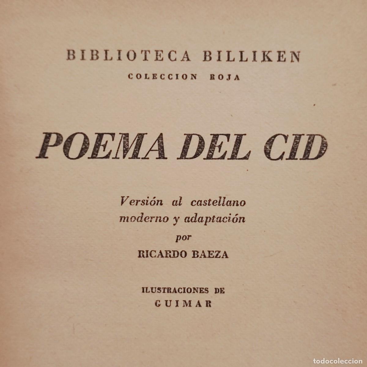 Libros de segunda mano: POEMA DEL CID Versi&oacute;n y adaptaci&oacute;n Ricardo Baeza de Billiken 1941 - Foto 5
