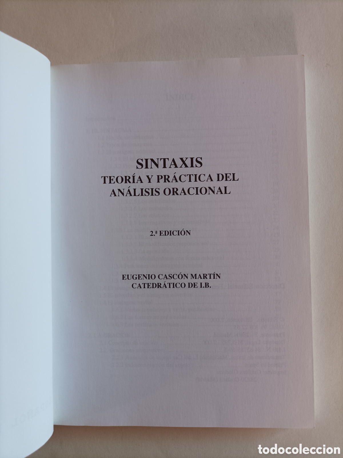 Libros de segunda mano: Sintaxis. Teor&iacute;a y pr&aacute;ctica del an&aacute;lisis oracional. Espa&ntilde;ol pr&aacute;ctico. 2&ordf; edici&oacute;n / Eugenio Casc&oacute;n - Foto 2