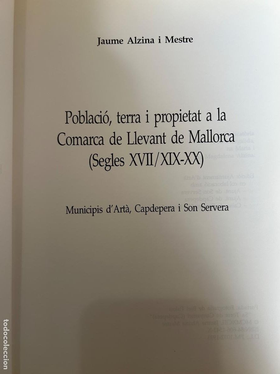 Libros de segunda mano: Poblaci&oacute;, terra i propietat a la comarca de llevant de Mallorca. Art&agrave;. Capdepera, Son Servera - Foto 2