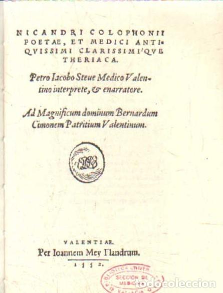 Libros de segunda mano: THERIACA. COLOPHONI, NICANDRI. A-FACSIMIL-332 - Foto 1