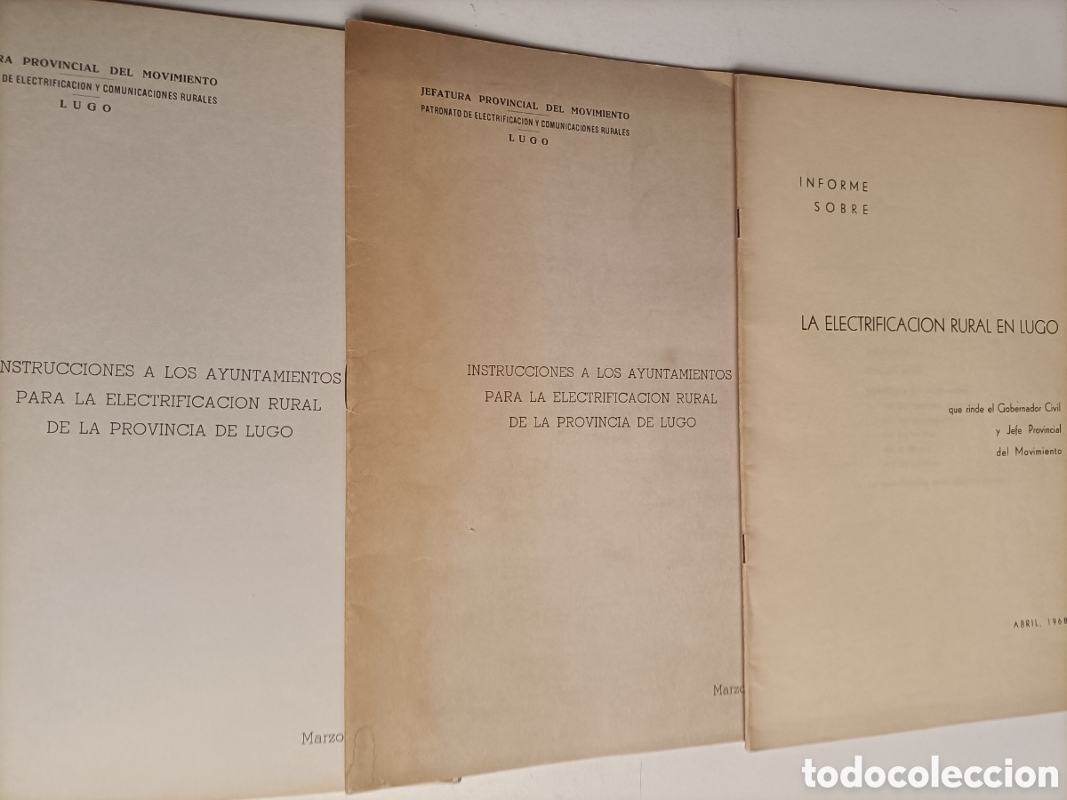 Libros de segunda mano: Electrificaci&oacute;n rural en Lugo 1968 .3 folletos. Tem&aacute;s gallegos