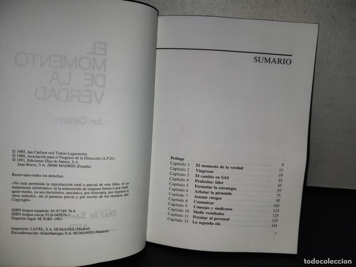 Libros de segunda mano: 156- EL MOMENTO DE LA VERDAD - JAN CARLZON. EDICIONES DIAZ DE SANTOS - Foto 4