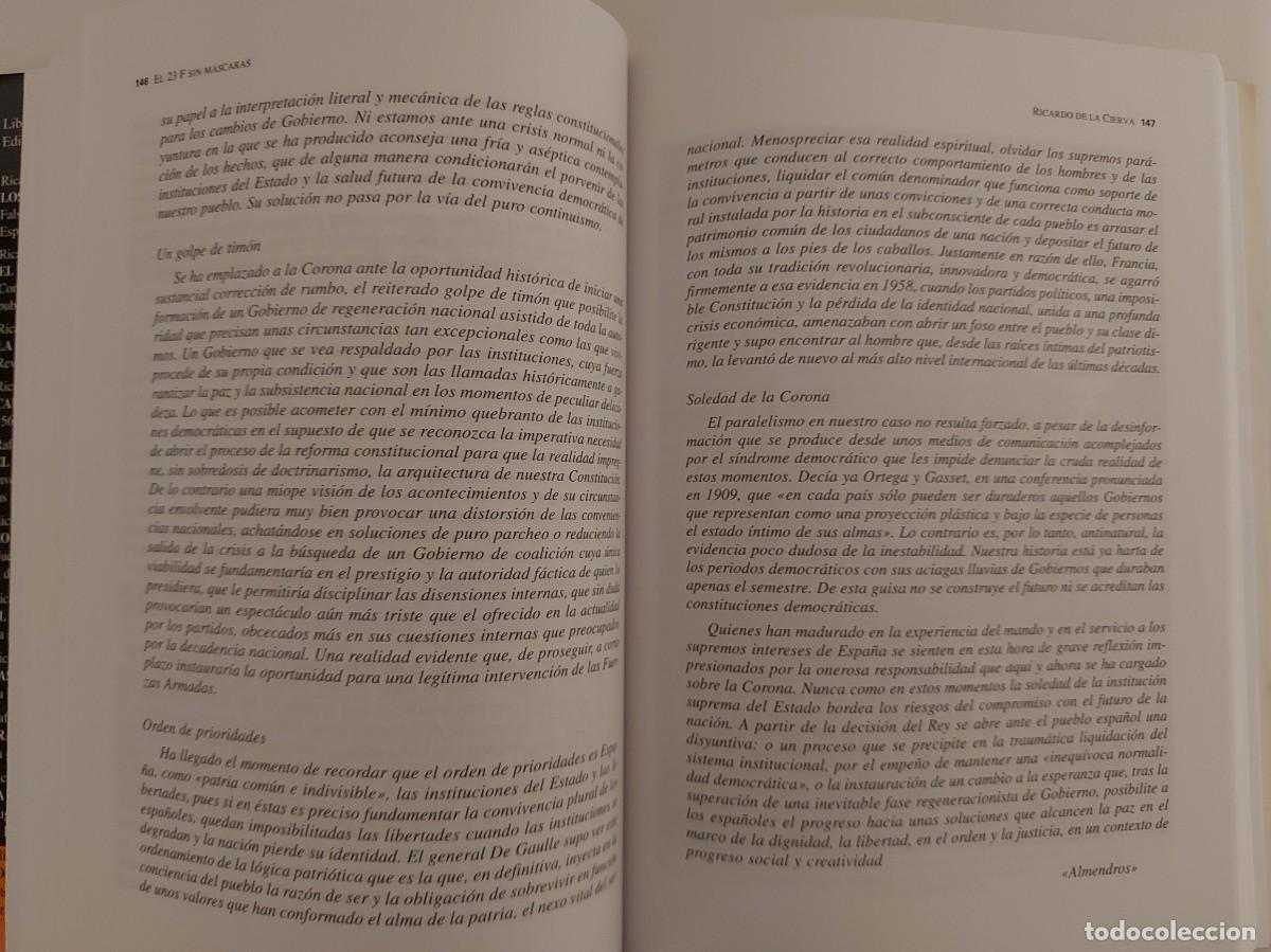 Libros de segunda mano: Ricardo de la Cierva. El 23 F sin m&aacute;scaras. - Foto 6