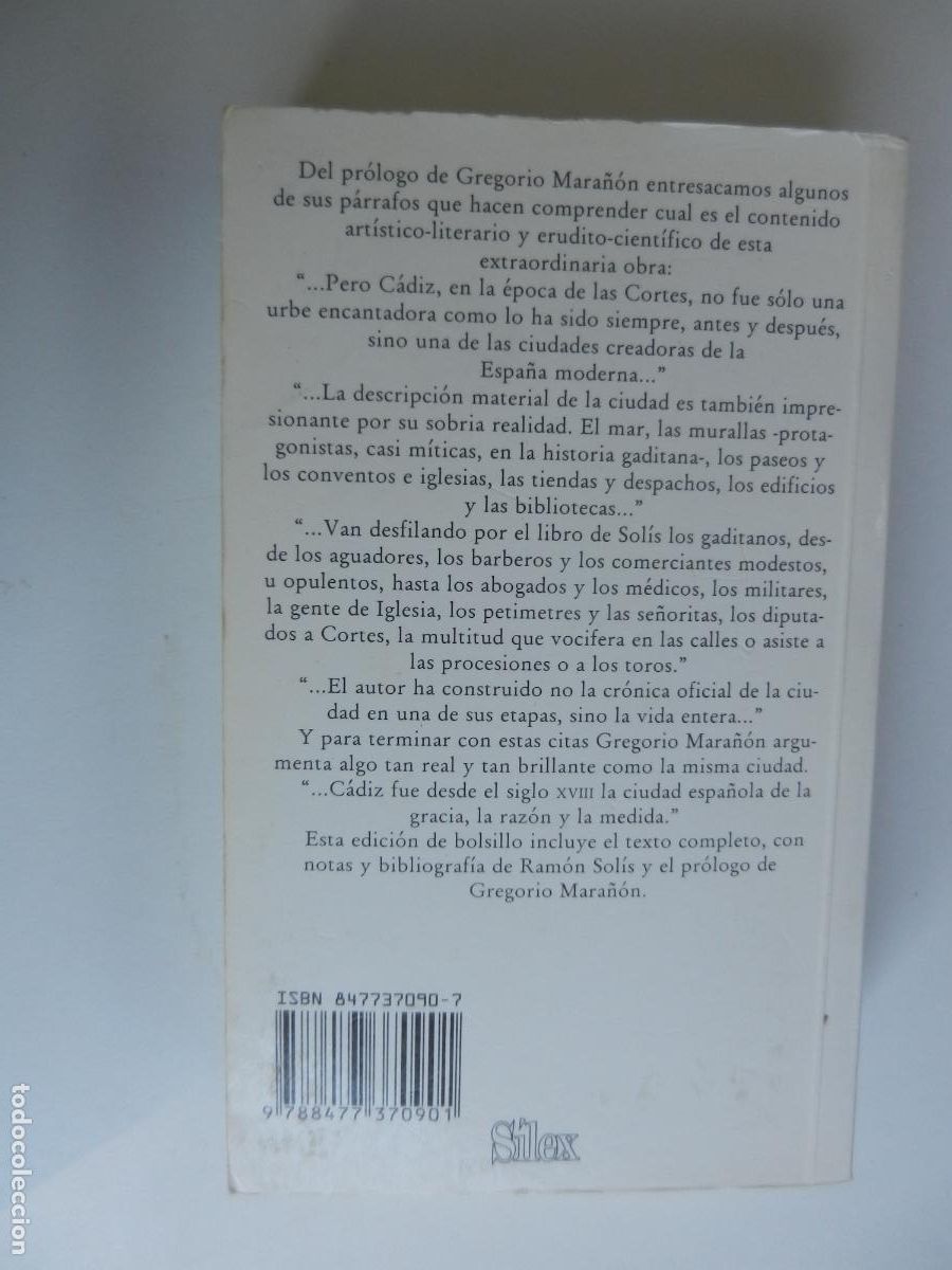 Libros de segunda mano: EL C&Aacute;DIZ DE LAS CORTES - RAM&Oacute;N SOL&Iacute;S - S&Iacute;LEX 2000. - Foto 3
