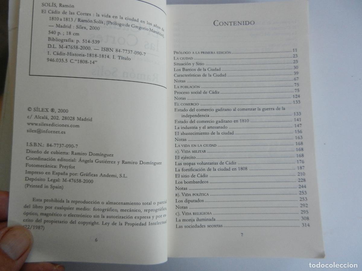 Libros de segunda mano: EL C&Aacute;DIZ DE LAS CORTES - RAM&Oacute;N SOL&Iacute;S - S&Iacute;LEX 2000. - Foto 4