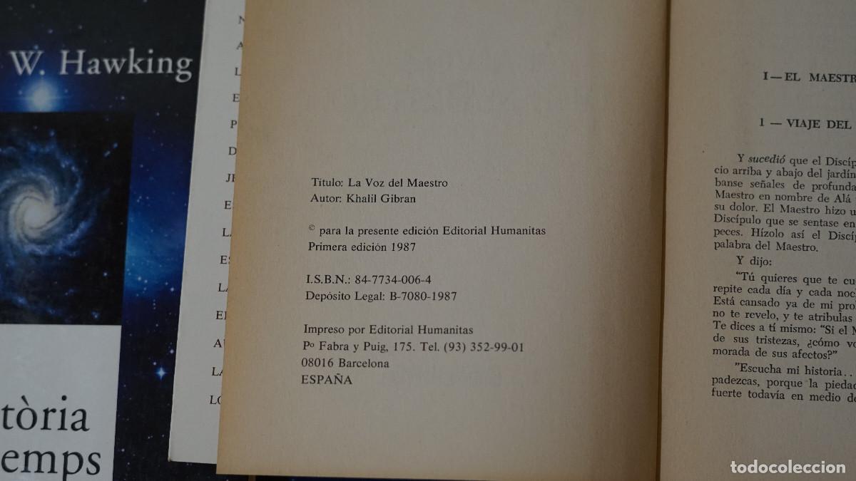 Libros de segunda mano: Khalil Gibran - La voz del maestro - Humanitas 1987 - Foto 2