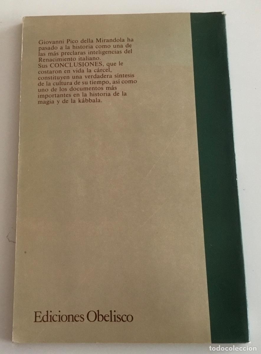 Libros de segunda mano: CONCLUSIONES MAGICAS Y CABALISTICAS. PICO DELLA MIRANDOLA . OBELISCO - Foto 2
