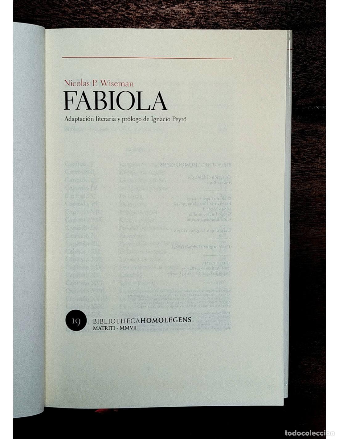 Libros de segunda mano: FABIOLA. WISEMAN, Nicholas P. Homo Legens. 2007. - Foto 2