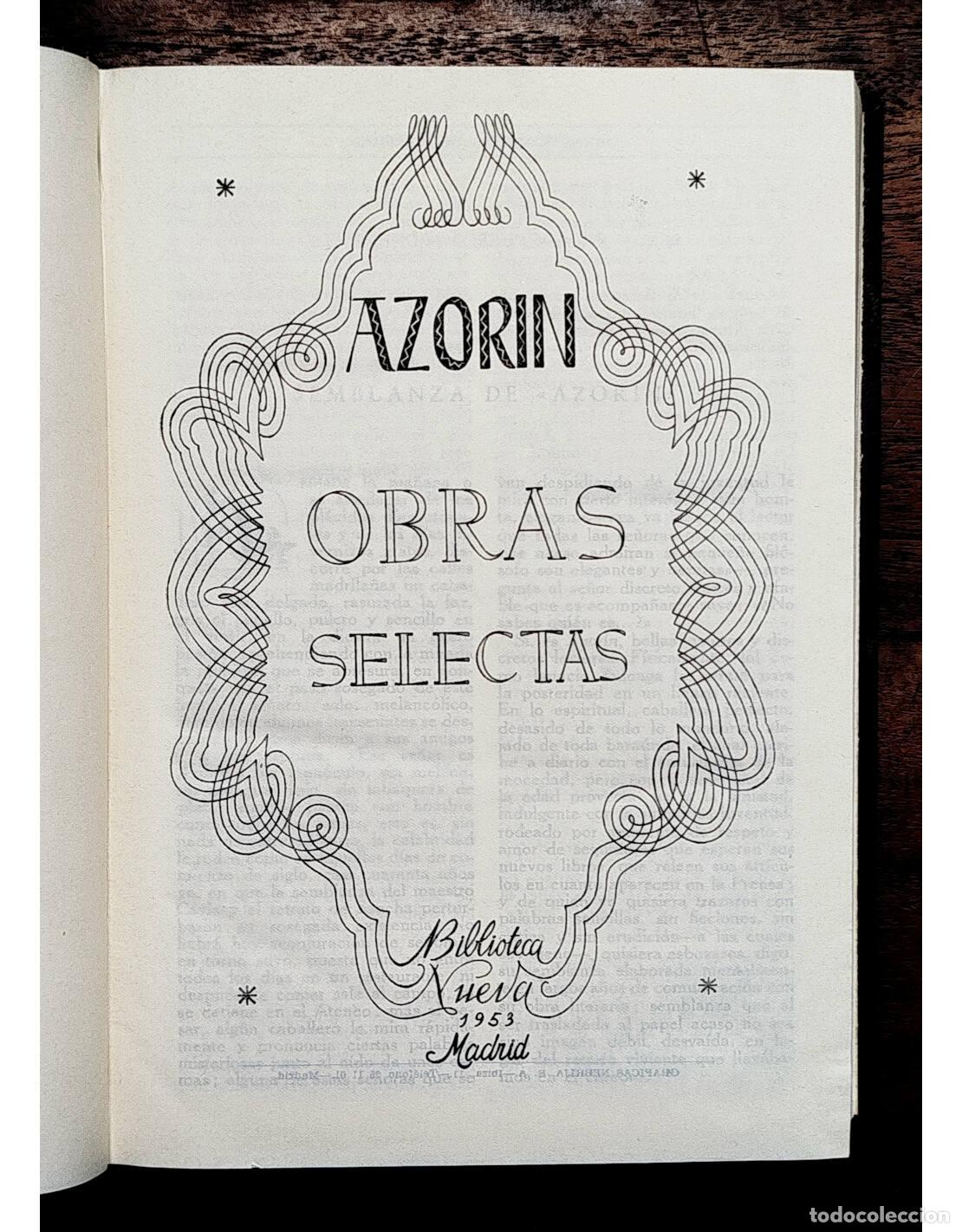 Libros de segunda mano: OBRAS SELECTAS. AZOR&Iacute;N. Biblioteca Nueva. 1953. - Foto 3
