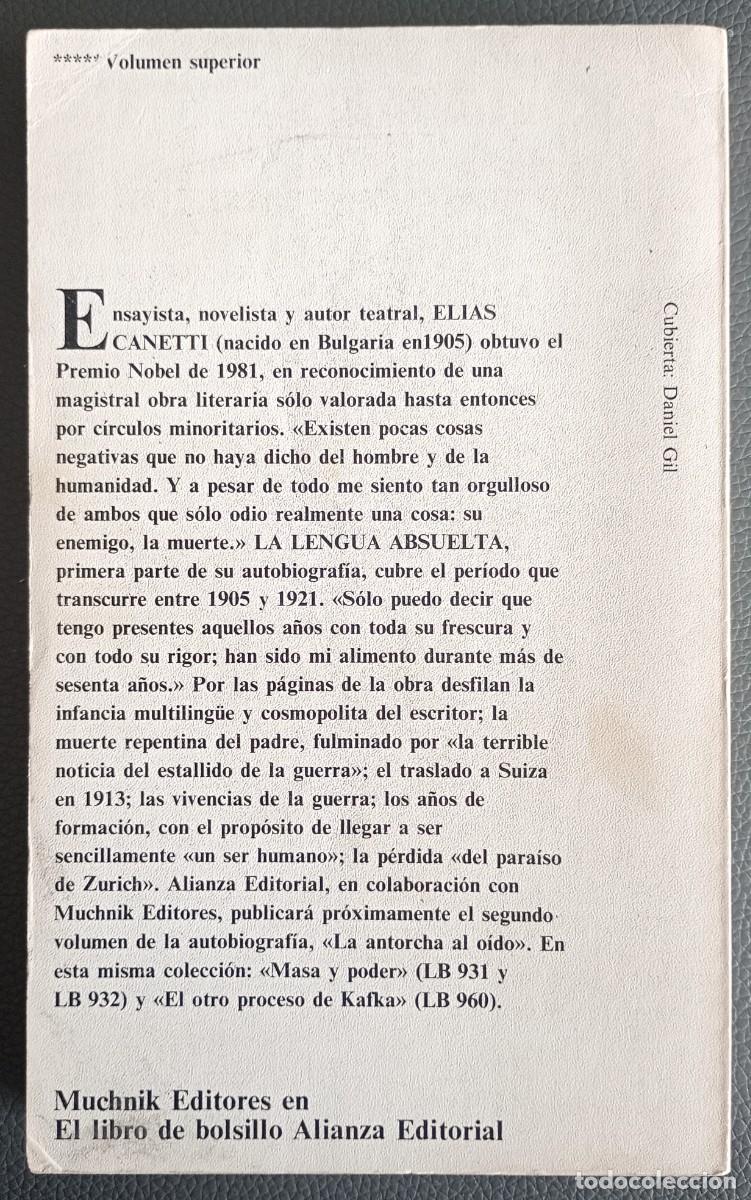 Libros de segunda mano: Elias Canetti . La lengua absuelta - Foto 2