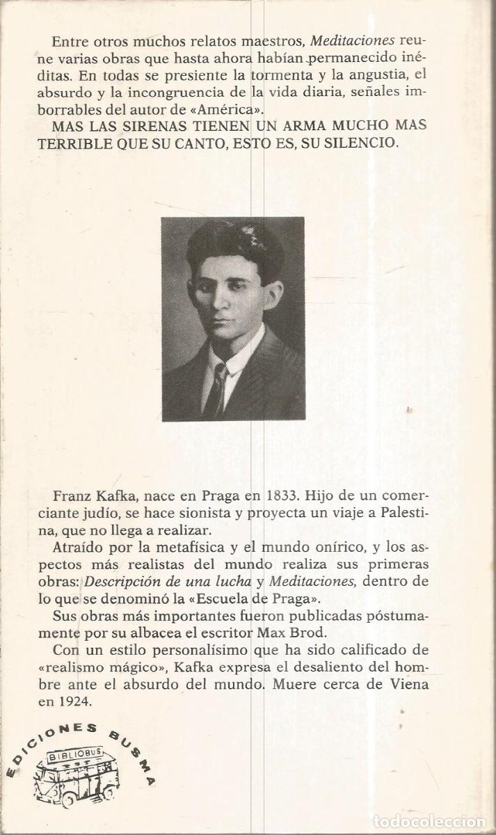 Libros de segunda mano: FRANZ KAFKA. MEDITACIONES. EDICIONES BUSMA - Foto 2