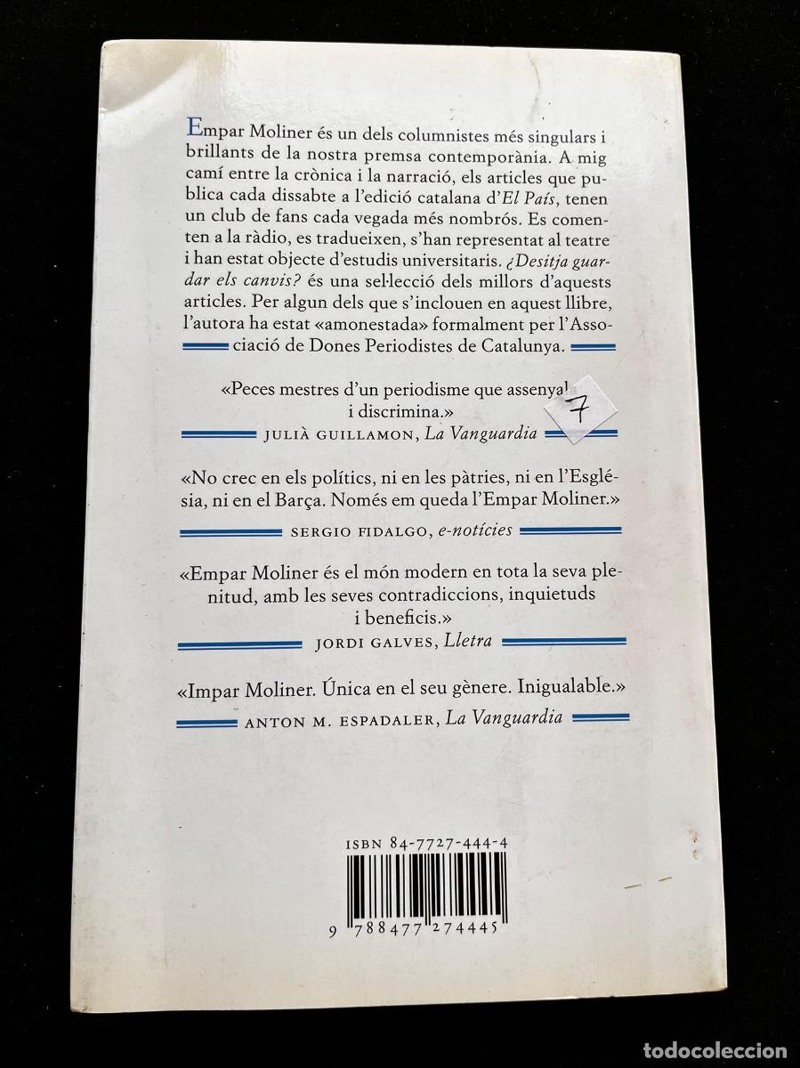 Libros de segunda mano: &iquest;DESITJA GUARDAR ELS CANVIS?. EMPAR MOLINER. 2006. QUADERNS CREMA. - Foto 2
