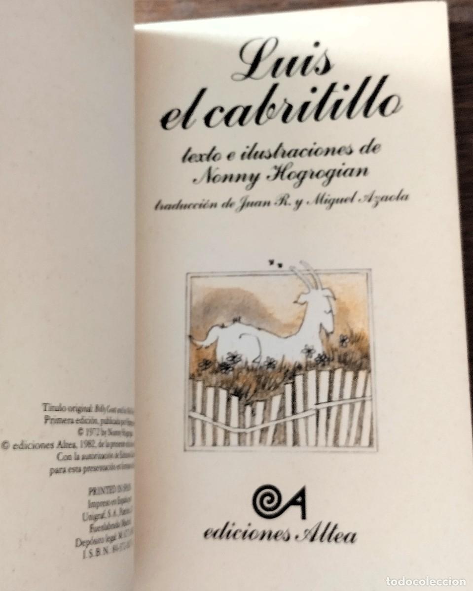 Libros de segunda mano: Nonny Hogrogian, Luis el cabritillo, Altea Benjam&iacute;n, 1982, - Foto 3