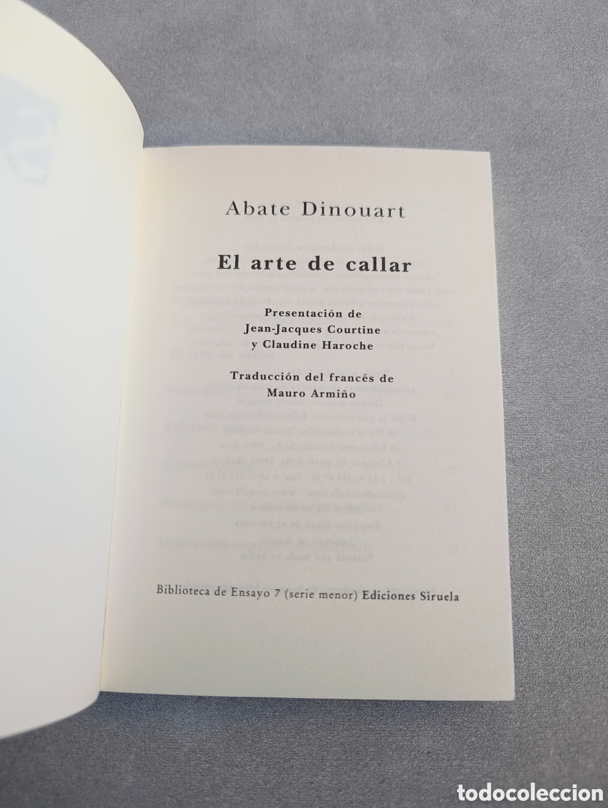 Libros de segunda mano: El arte de callar. Abate Dinouart. - Foto 3