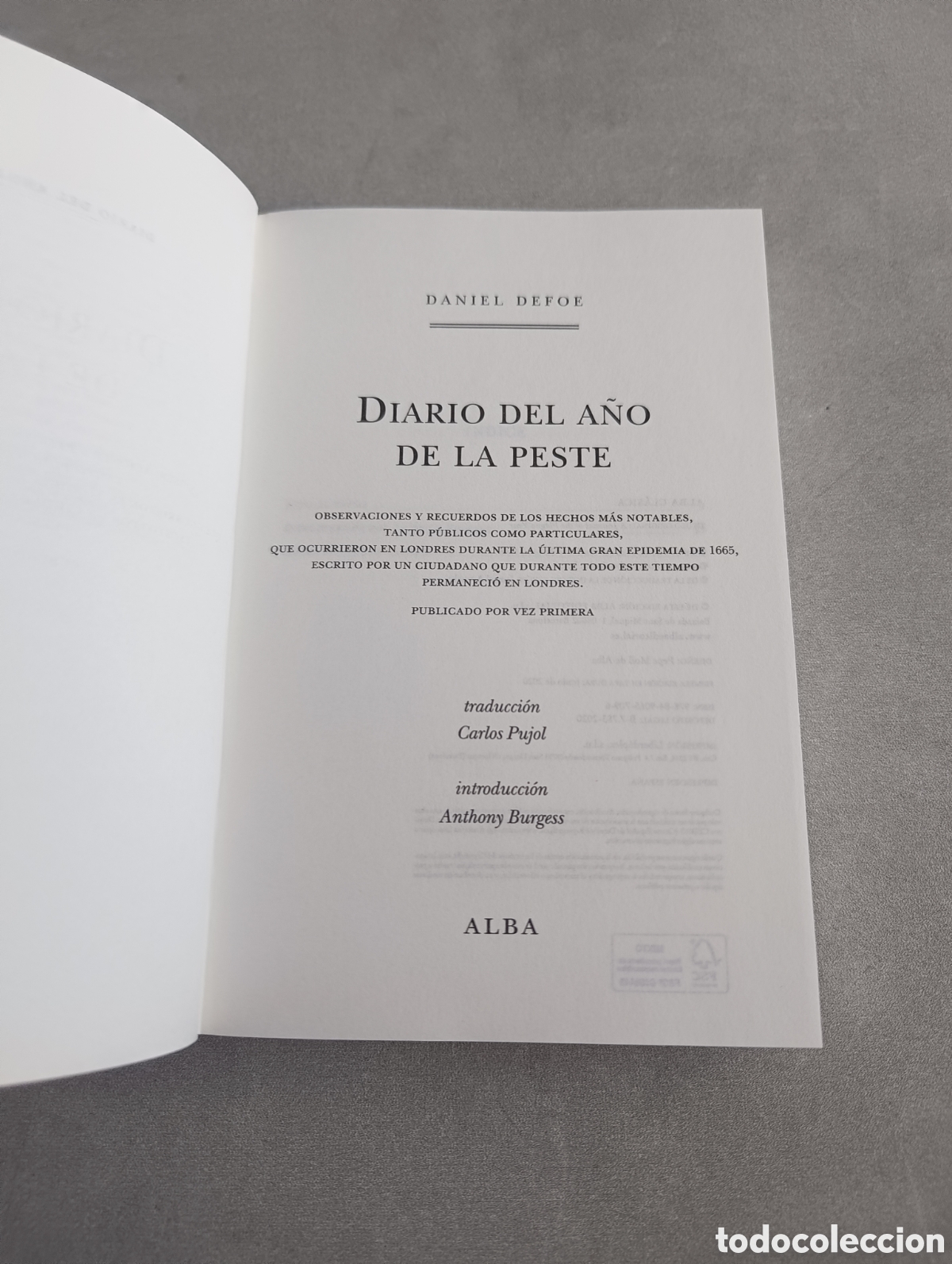 Libros de segunda mano: DIARIO DEL A&Ntilde;O DE LA PESTE. Daniel Defoe. Alba Cl&aacute;sica. - Foto 5