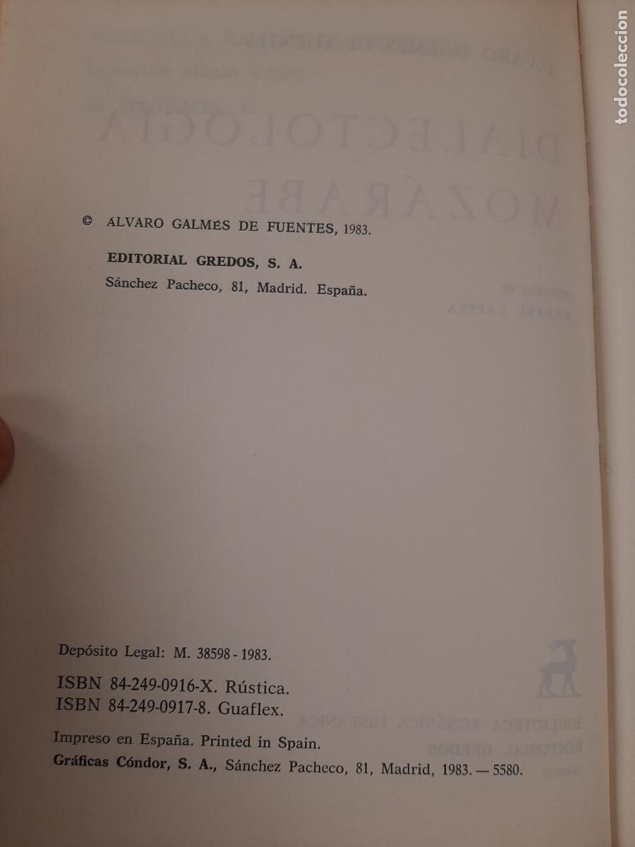 Libros de segunda mano: Dialectolog&iacute;a moz&aacute;rabe - Alvaro Galm&eacute;s de Fuentes - Gredos, 1983 - Foto 5