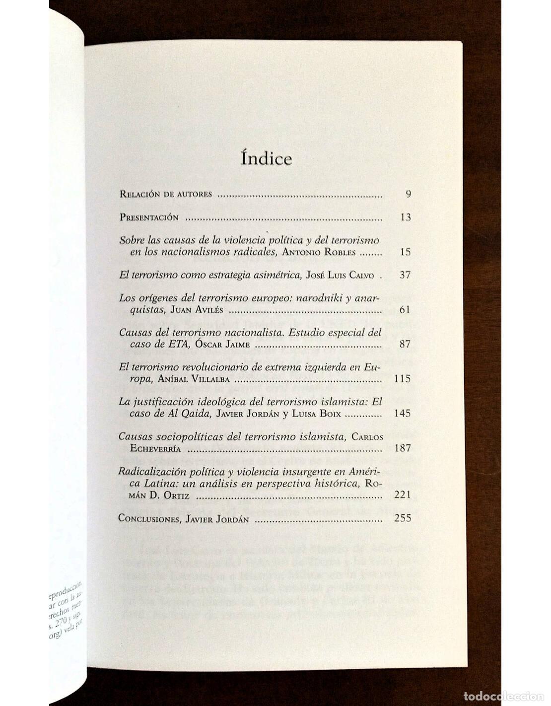 Libros de segunda mano: LOS OR&Iacute;GENES DEL TERROR. INDAGANDO EN LAS CAUSAS DEL TERRORISMO. JORD&Aacute;N, Javier (Coord.). Editorial - Foto 3