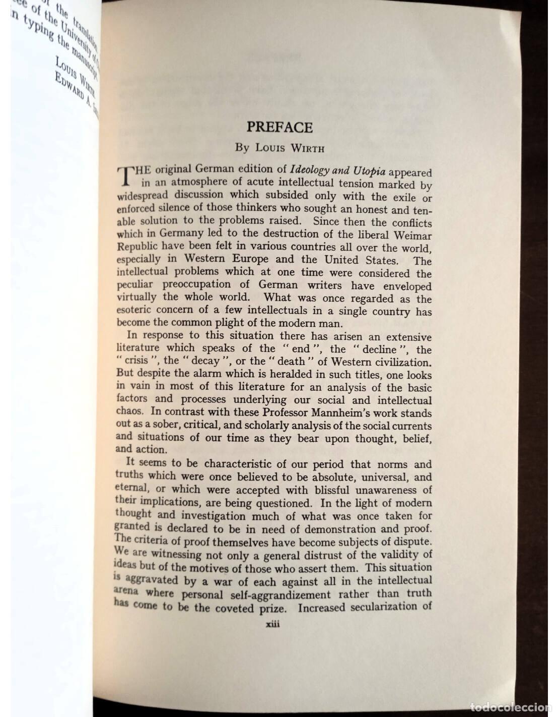 Libros de segunda mano: IDEOLOGY AND UTOPIA. MANNHEIM, Karl. Editorial Routledge. 1960. - Foto 4