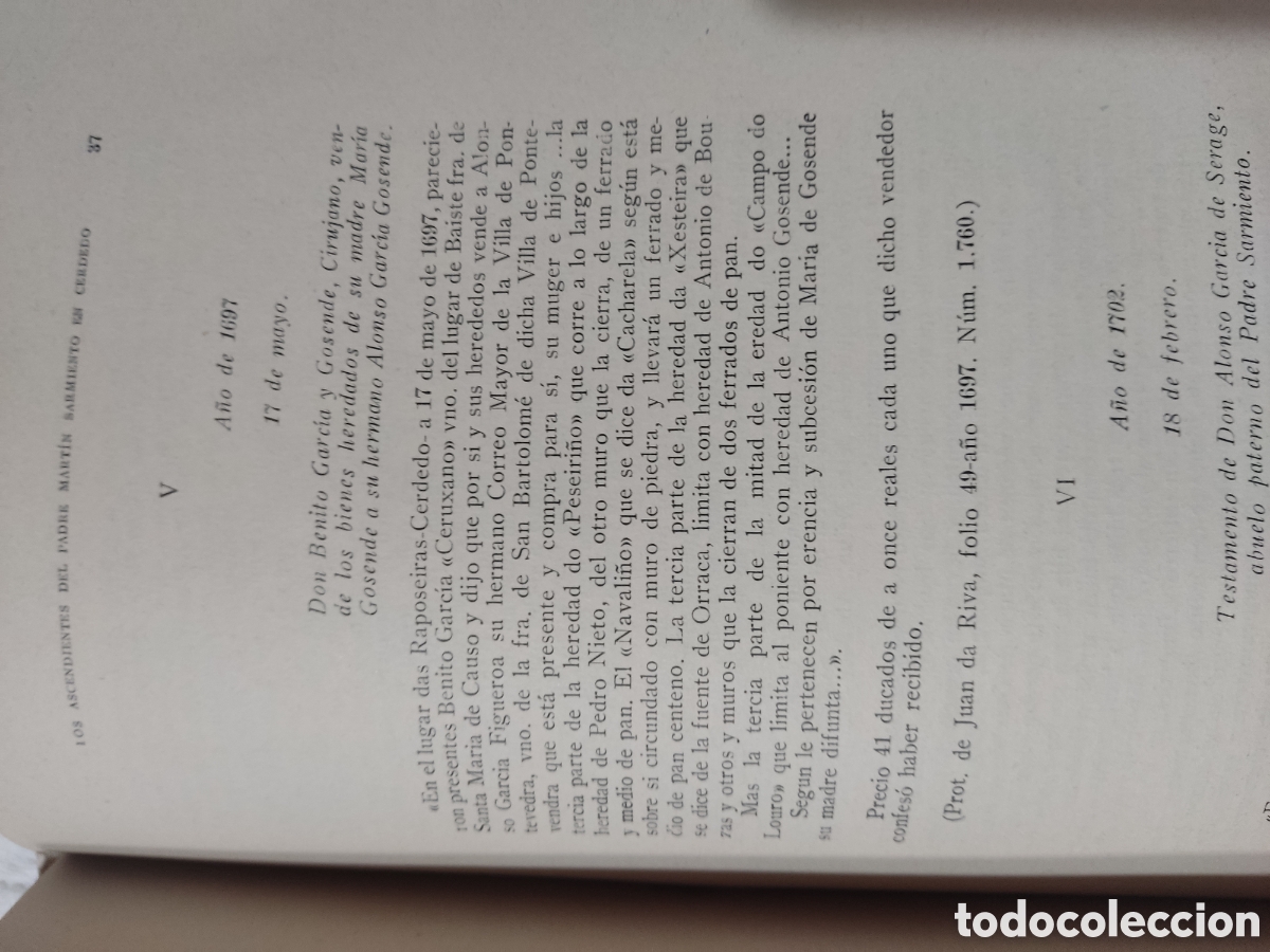 Libros de segunda mano: Los ascendientes del padre Mart&iacute;n Sarmiento en cerdedo - Foto 3