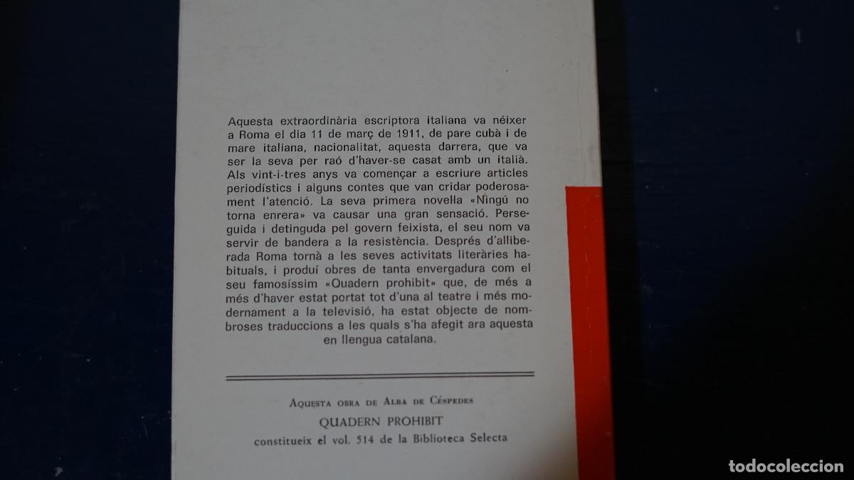 Libros de segunda mano: Alba de C&eacute;spedes - Quadern Prohibit - Selecta 1985 - Foto 3