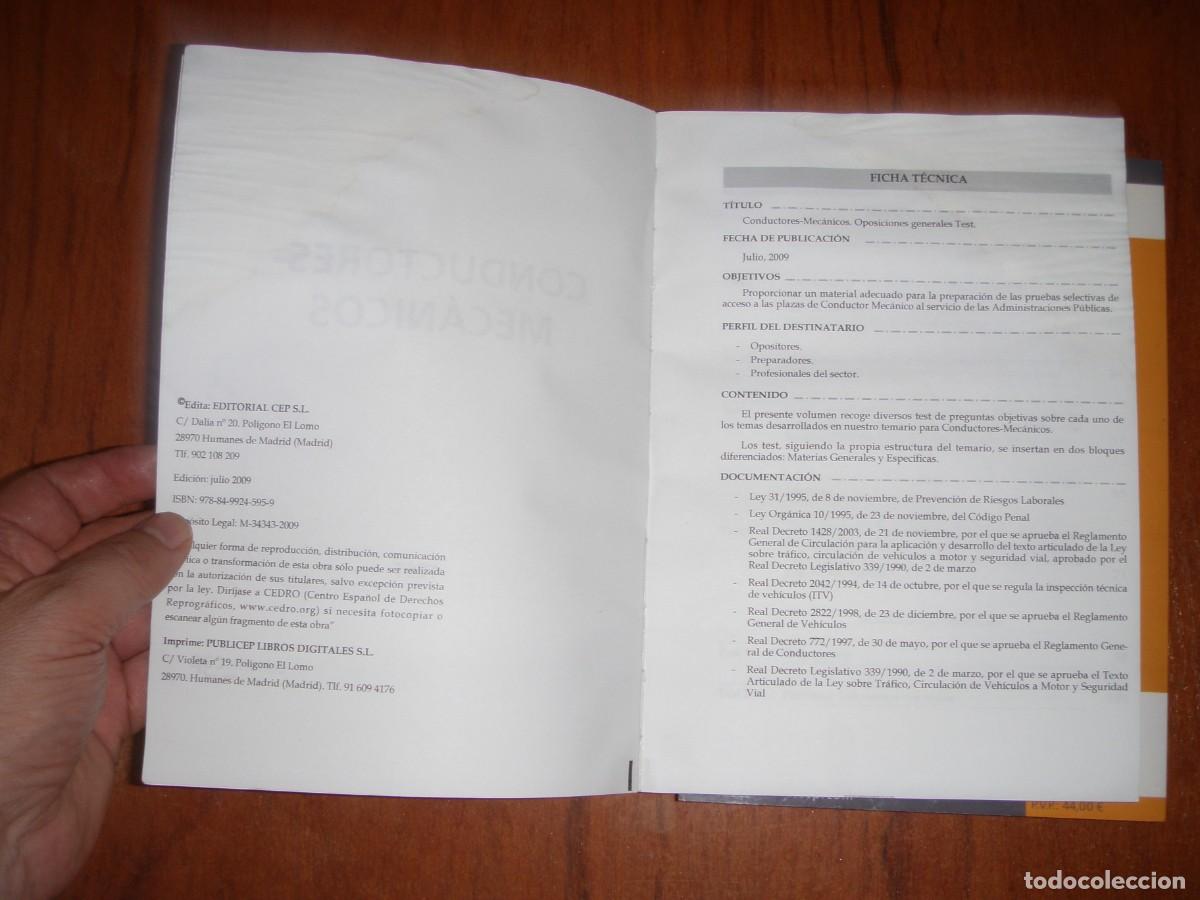Libros de segunda mano: CONDUCTORES MECANICOS TEMARIO Y TEST - Foto 3
