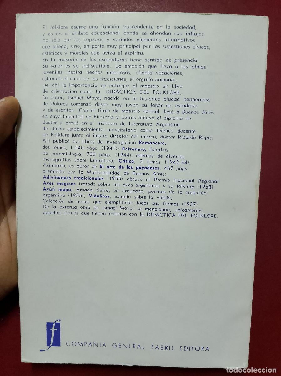 Libros de segunda mano: Ismael Moya: Did&aacute;ctica del folklore (Compa&ntilde;&iacute;a General Fabril Editora. 1972) - Foto 2