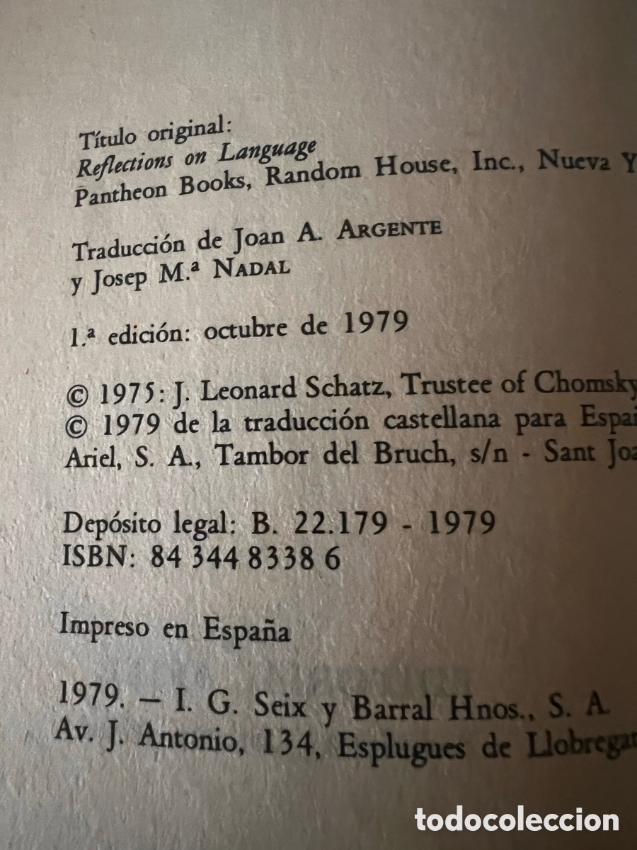 Libros de segunda mano: Reflexiones sobre el lenguaje . Noam Chomsky - Foto 4