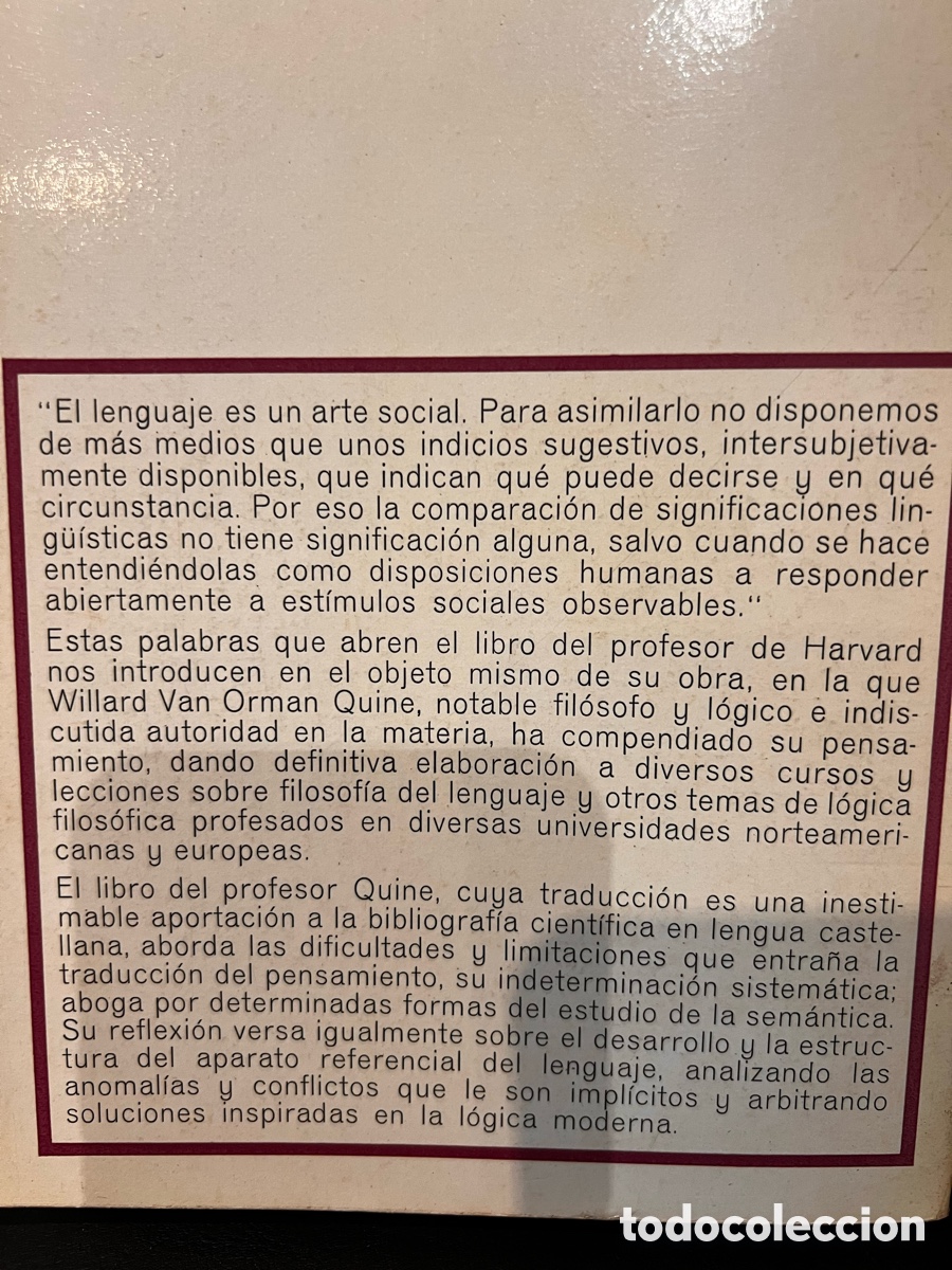 Libros de segunda mano: Palabra y objeto. Q.V. Orman Quine - Foto 2