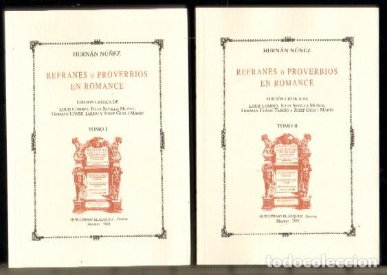 Libros de segunda mano: REFRANES O PROVERBIOS EN ROMANCE. 2 TOMOS. N&Uacute;&Ntilde;EZ,HERN&Aacute;N. LE-133 - Foto 1