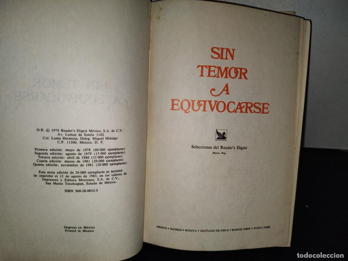 Libros de segunda mano: 203- SIN TEMOR A EQUIVOCARSE - SELECCIONES DEL READERS DIGEST - 1983 - Foto 4