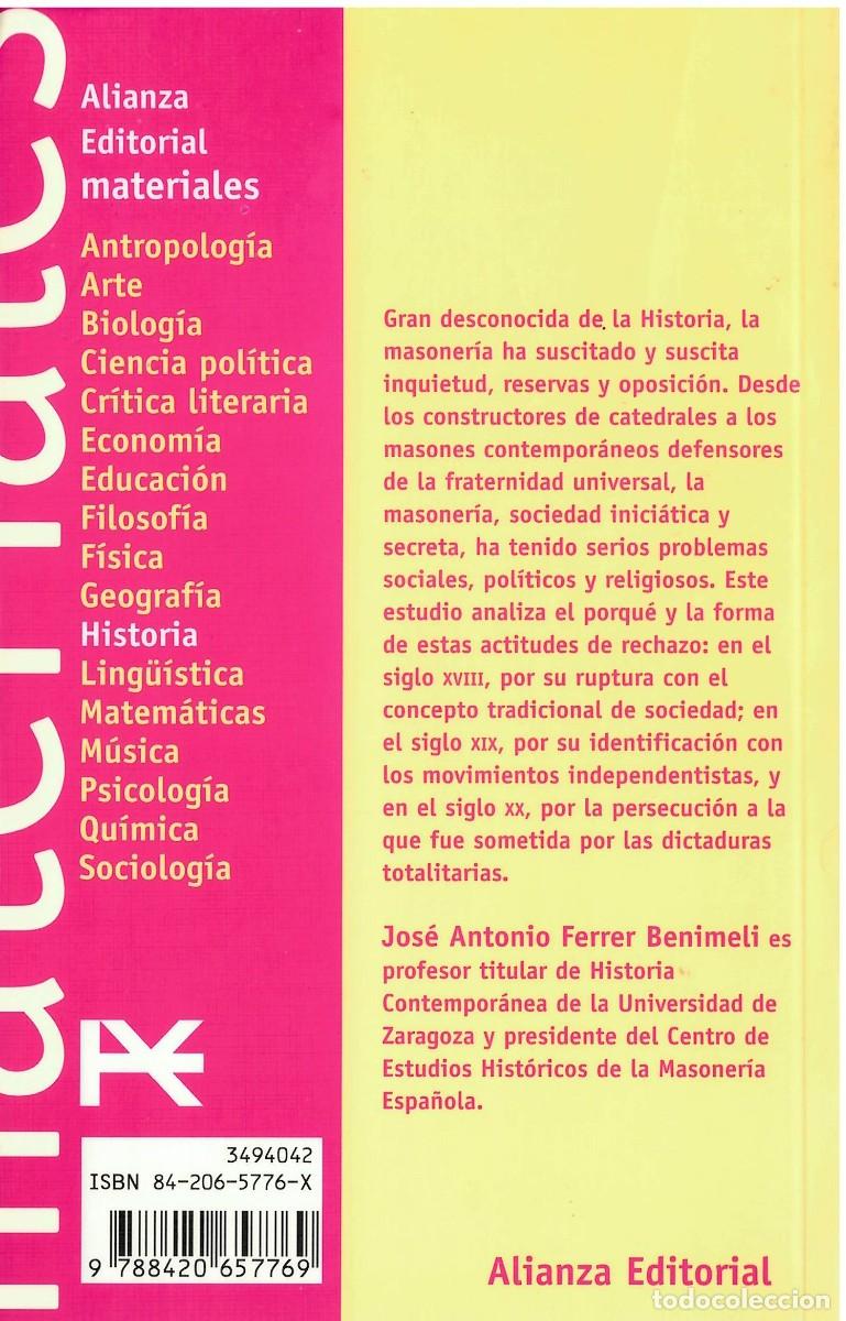 Libros de segunda mano: LA MASONER&Iacute;A - Jos&eacute; M&ordf; Ferrer Benimeli - Foto 2