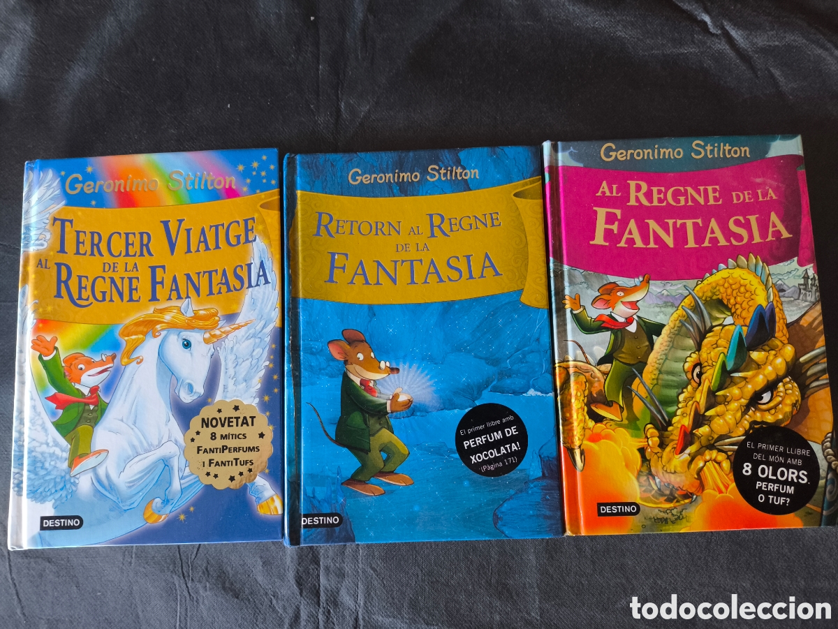 Second hand books: Lote 3 Libros GERONIMO STILTON Regne de la Fantasia (1, 2, 3) - Tapa Dura. Como Nuevos, Sin Uso.