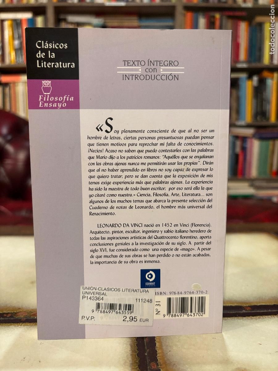 Libros de segunda mano: Cuaderno de notas. Leonardo da Vinci. PEDIDO M&Iacute;NIMO 5&euro; - Foto 2