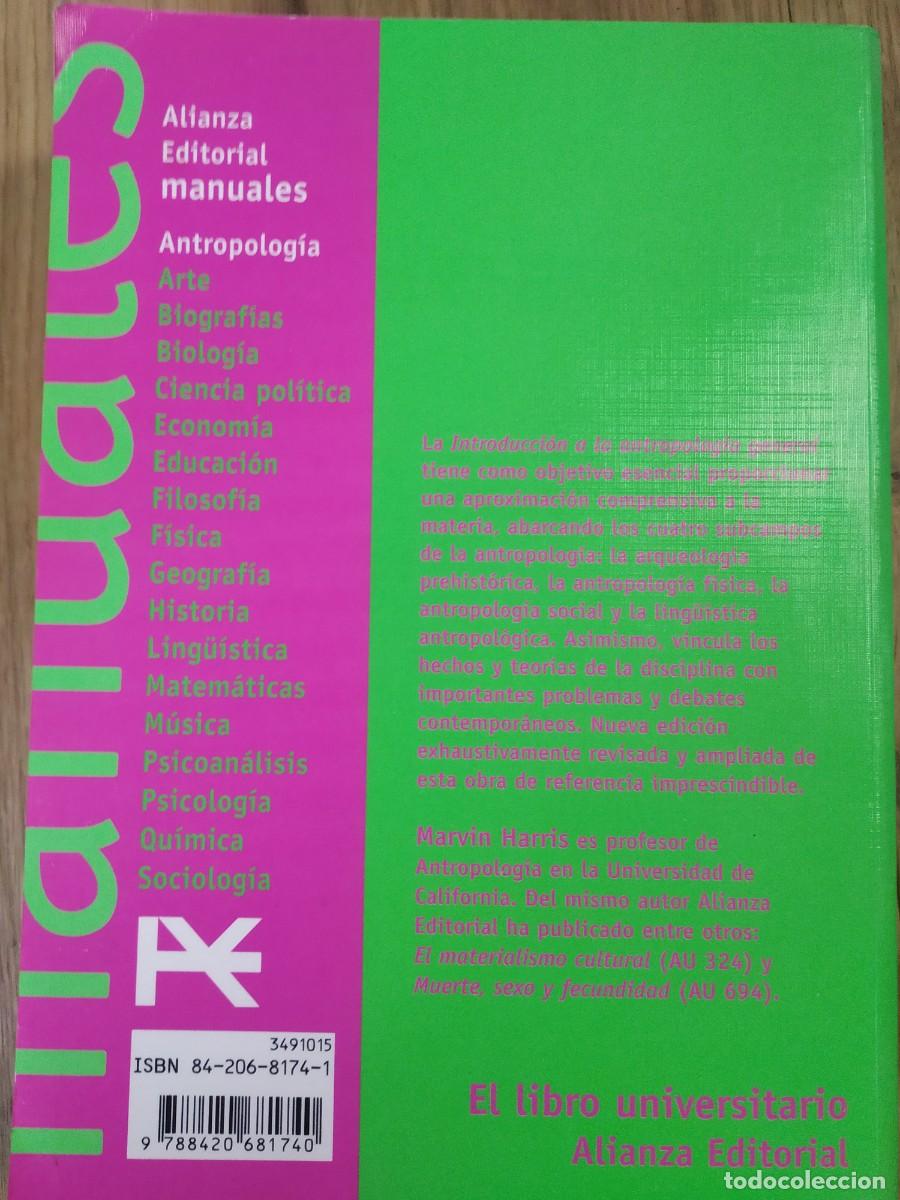 Libros de segunda mano: Introducci&oacute;n a la Antropolog&iacute;a General, Marvin Harris. Alianza Editorial. - Foto 2