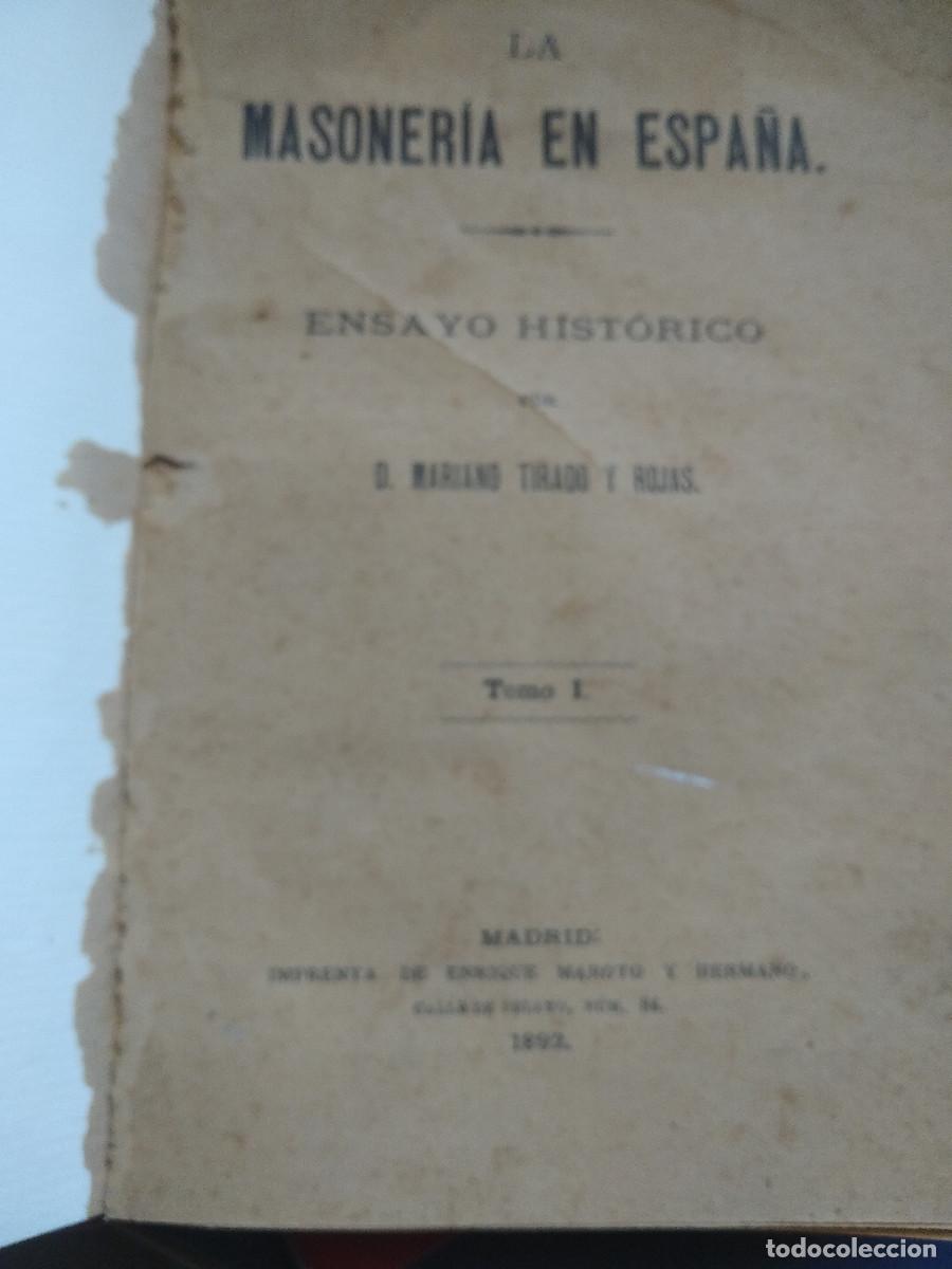 Libros de segunda mano: La masoner&iacute;a en Espa&ntilde;a, Tirado Rojas - Foto 4