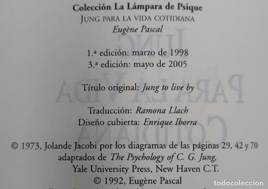 Libros de segunda mano: JUNG PARA LA VIDA COTIDIANA, EUGENE PASCAL, OBELISCO 2005, LIBRO - Foto 5