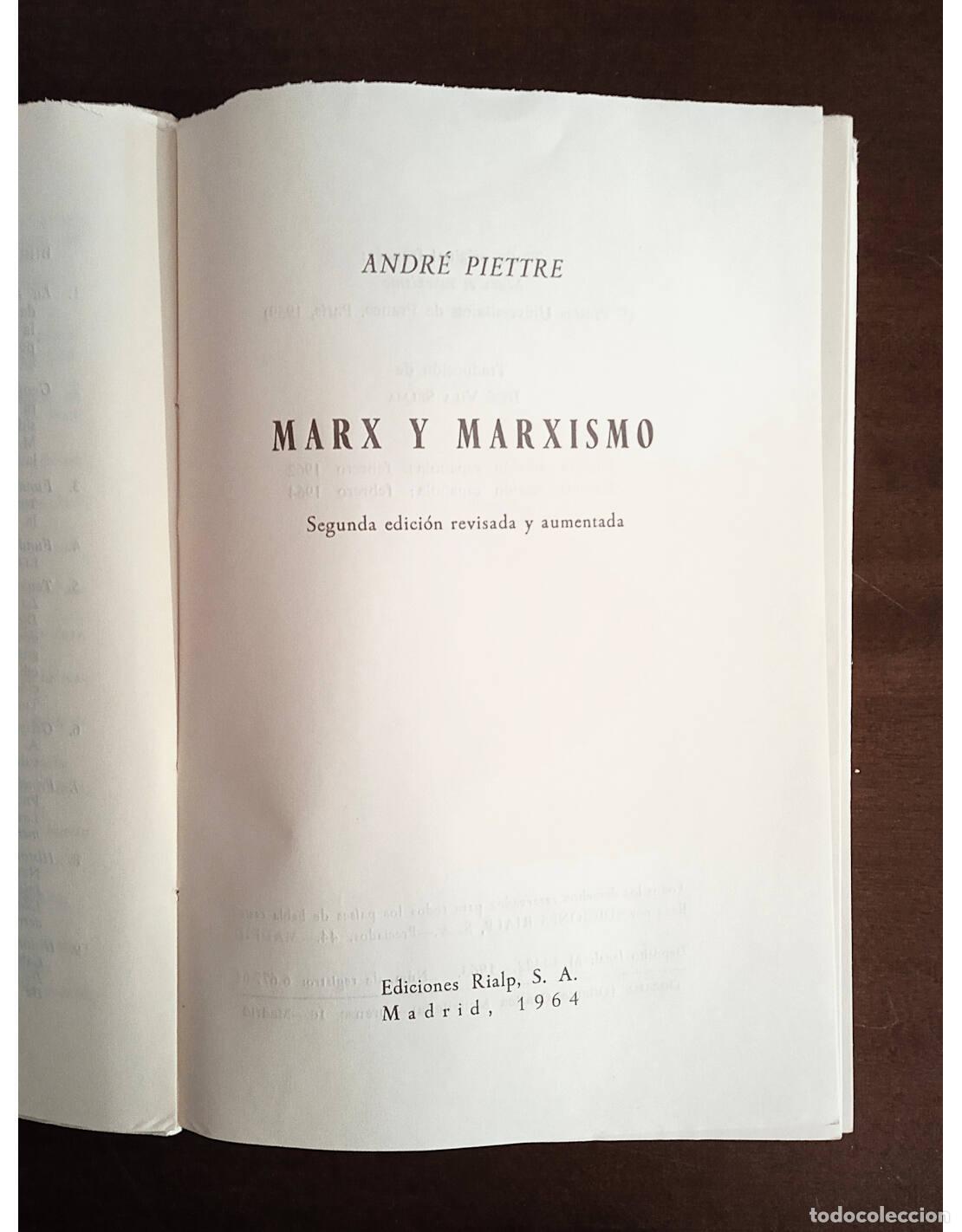 Libros de segunda mano: MARX Y MARXISMO. PIETTRE, Andr&eacute;.. Ediciones Rialp. 1964. - Foto 2