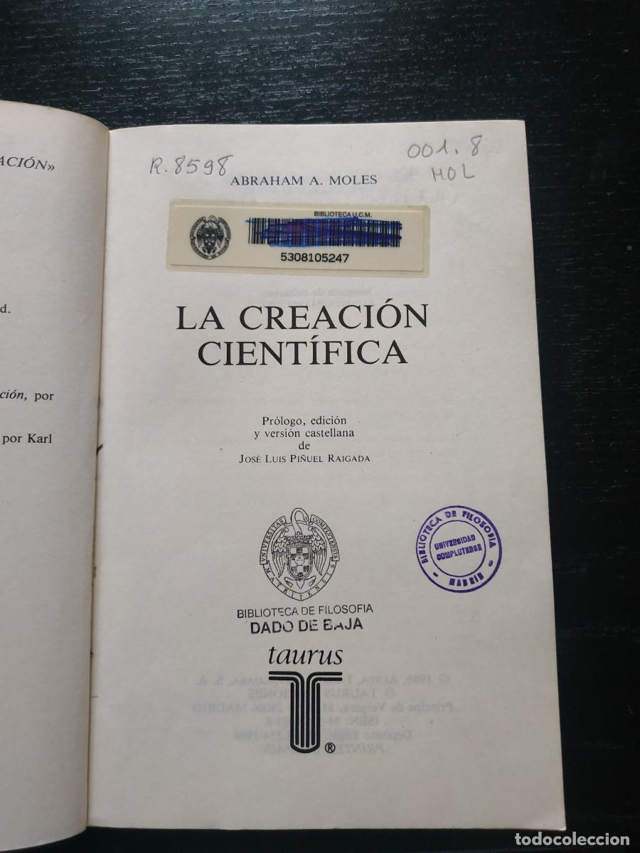 Libros de segunda mano: La creaci&oacute;n cient&iacute;fica - Abraham Moles - Foto 6