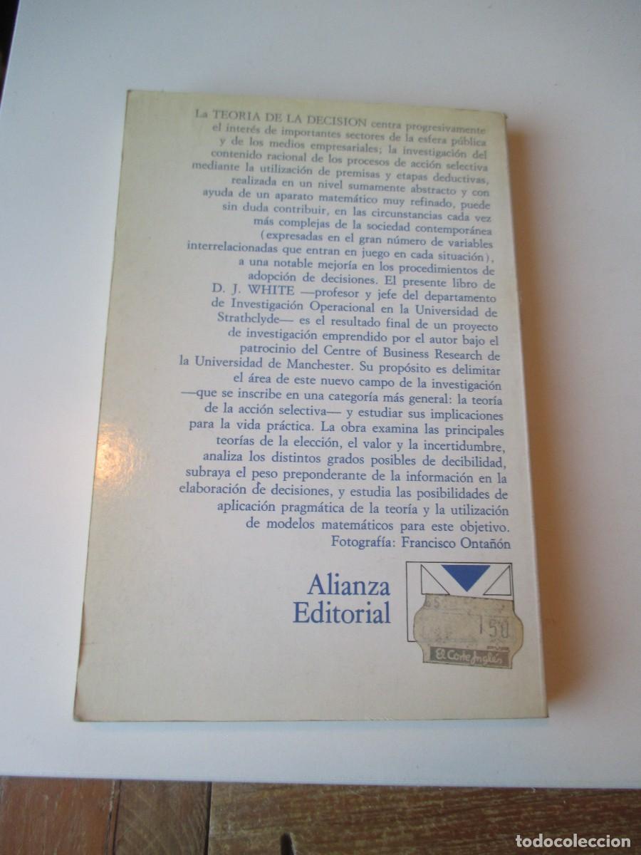 Libros de segunda mano: D.J. WHITE Teor&iacute;a de la decisi&oacute;n W36494 - Foto 2