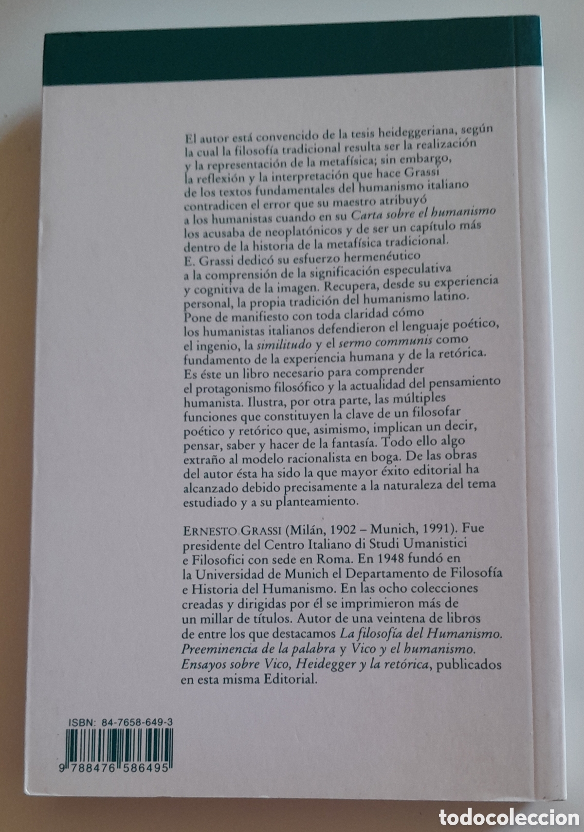 Libros de segunda mano: EL PODER DE LA FANTAS&Iacute;A.ERNESTO GRASSI. ANTHOROPOS. - Foto 2