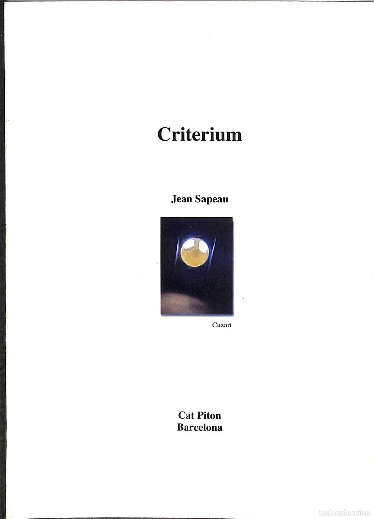 Second hand books: CRITERIUM - JEAN SAPEAU - CAT PITON - 2010