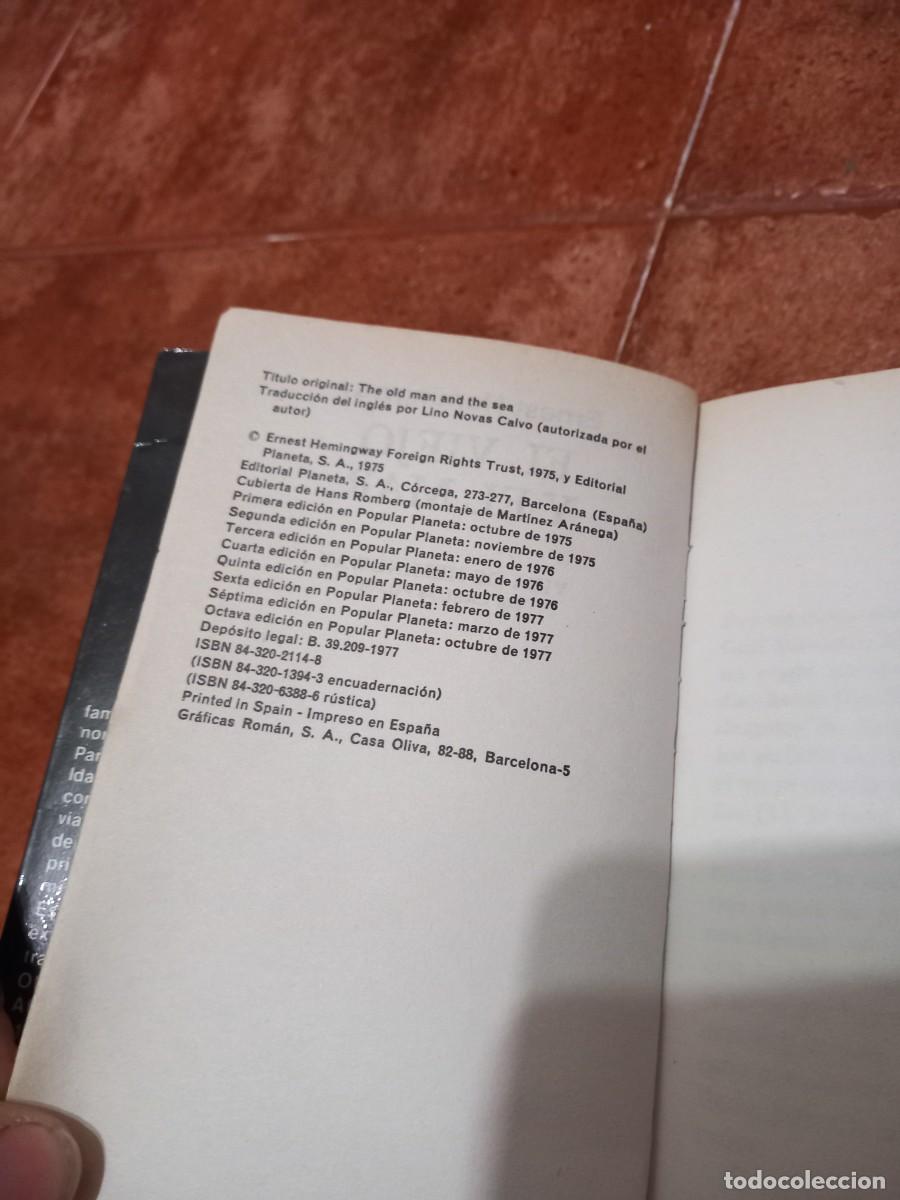 Libros de segunda mano: Libro El viejo y el mar | Ernest Hemingway | 1977 - Foto 4
